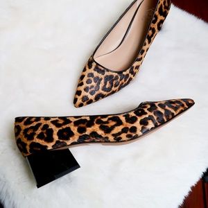 Franco Sorto Genuine Calf Hair Leopard Print Black Heel Pumps Size 10 M